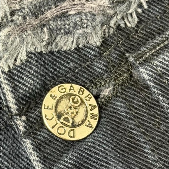 D&G Women's Black Straight-Leg Jeans with Distressed Waist and Hem - Picture 6 of 9